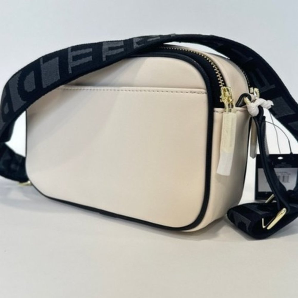 Karl Lagerfeld White and Black Crossbody Camera Bag with Iconic Cartoon Motif - Picture 11 of 12